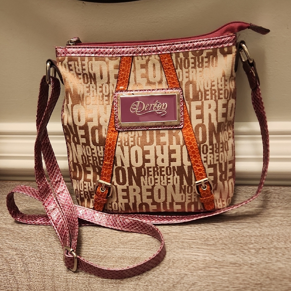 Dereon Tan and Pink Crossbody Bag